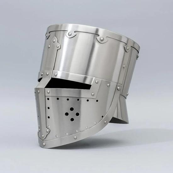 Handmade Medieval 14th Century Great Helmet Perfect for Renaissance Fair, Cosplay, LARP, Halloween Costume Authentic Steel Armor Replica