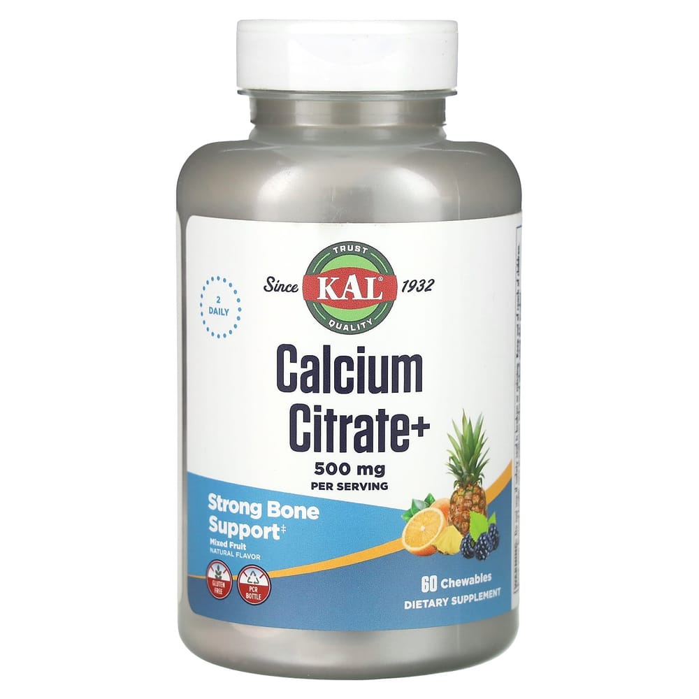 KAL Calcium Citrate+ Mixed Fruit Chewables, 60 Tablets