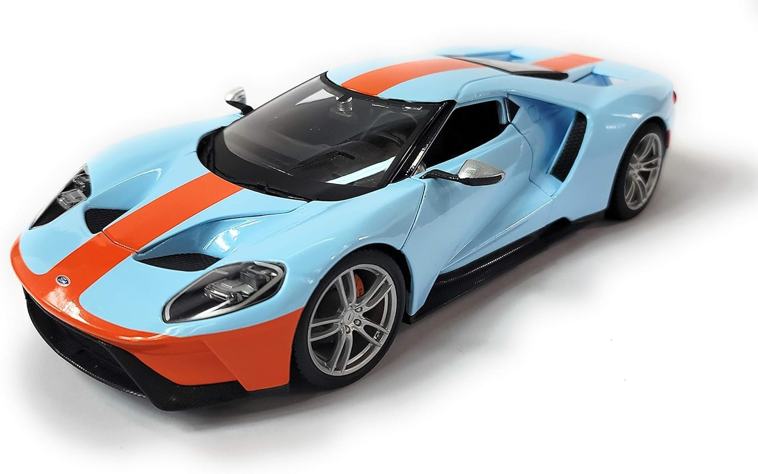 

Maisto 2019 Ford GT Синий с оранжевыми полосами Масштаб Специальное издание Литая модель автомобиля с открывающимися дверями и капотом 1/18