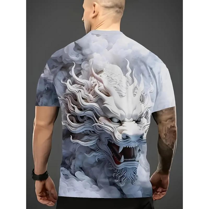 Men's Casual Round Neck 3D Printed T-shirt Lightweight and Comfortable To Wear In Summer Trendy and Fashionable Versatile Cartoon Pattern T-shirt