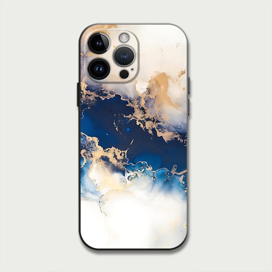 Fashion Marble Blue Case for iPhone 16 15Pro 12 13 14 11 Pro Max XR 7 8 SE XS MAX 12Mini 16 Plus 14Pro 13Pro Phone Cover Capa