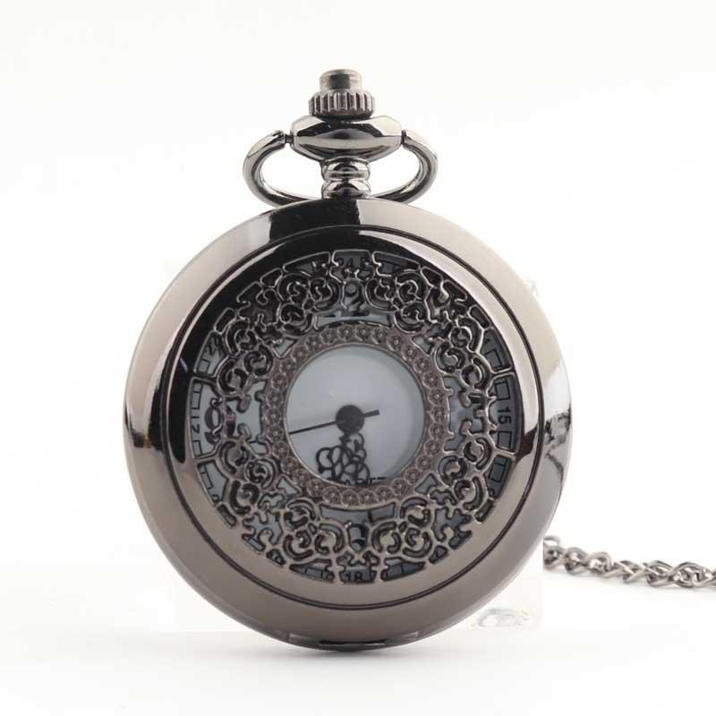 Retro Quartz Necklace Watch: Vintage Golden Flip Pocket Pendant