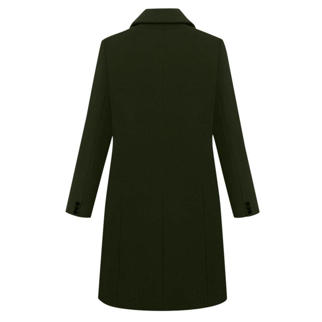 2023 Autumn/Winter Plus Size European Long Wool Women's Coat with 3-Button Closure, Available in Multiple Colors.