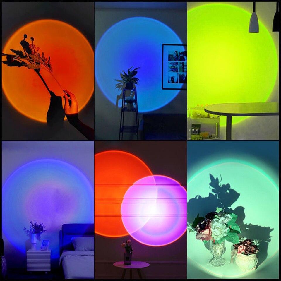 ZK40 LED Sunset Lamp Nightlights USB Projector Birthday Party Decoration Mood Lights For Bedroom Living Room Wall Photography