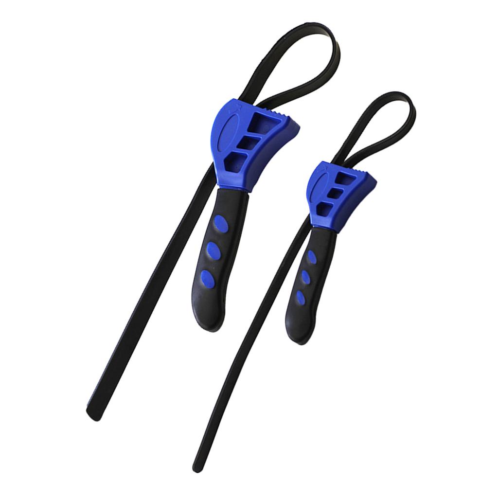 2Pcs/set Rubber Strap Wrench 210mm 160mm Strap Pipe Wrench Adjustable Heavy Oil Filter Spanner Strap Wrench Tool