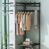 Modern Minimalist Metal Floor Coat Rack: Multifunctional Bedroom Clothes Hanger & Storage Solution.