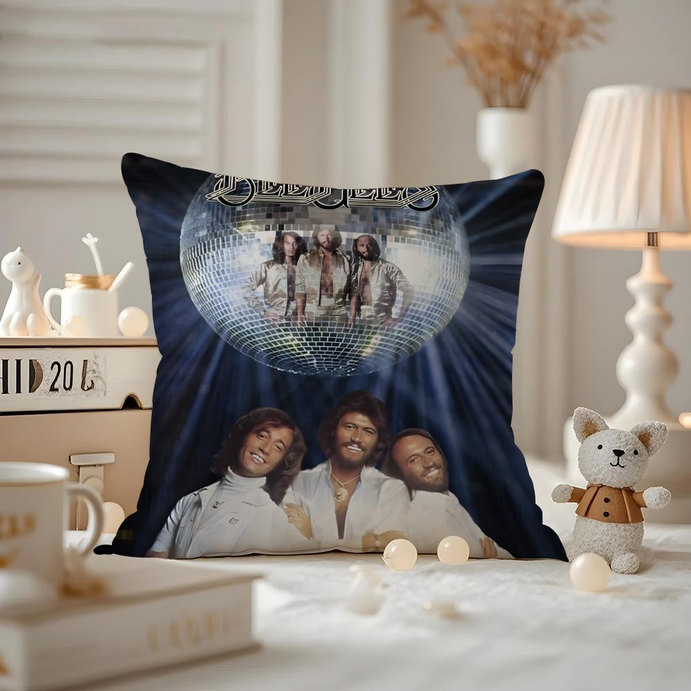 Bee Gees Cushion Cover Anti-dustmite Pillowcase Invisible Zipper Silky Short Plush Sofa Cushion Cover