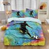 3pcs Football Figure Back Print Coreless Down Duvet Cover Set, Multi Size Bedding Decoration, Machine Washable