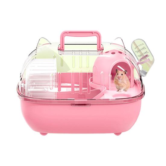 Travel Hamster Cage Small Pet Carrier with Transparent Viewing Dome Pet Crate with Ventilation Slots for Vet Trips Picnics Mice Gerbils Reptiles