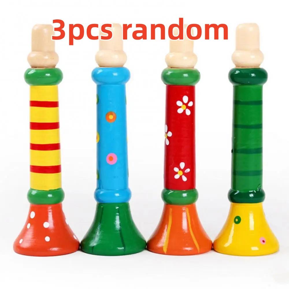 Wooden Small Horn Toy for Children's Early Education Puzzle Montessori Toy Whistle Wind Instrument Sound Training