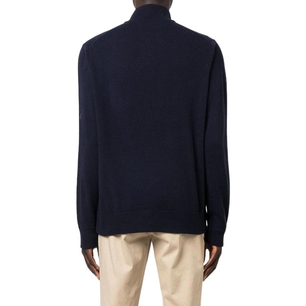 Polo Ralph Lauren Solid Color Zip Neck Long Sleeve Wool Sweater Men sweater Navy-Blue 710876719-001