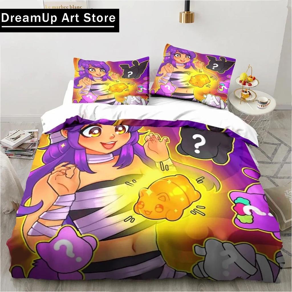 Cartoon Game Cute Aphmau with Wings Bedding Set Boys Girls Twin Queen Full Size Duvet Cover Pillowcase Bed Adult Bedroom