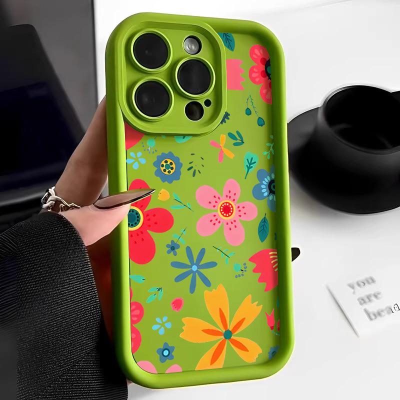 Bunte Blumen Handyhülle für iPhone 13 Hüllen iPhone 15 14 12 11 Pro Max XR XS X 7 8 14 15 Plus SE Stoßfeste Silikonhülle