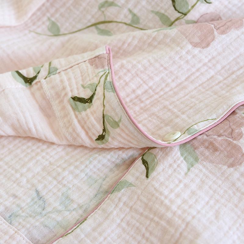 Women's Spring/Autumn Cotton Gauze Pajama Set - Long Sleeve Top & Pants