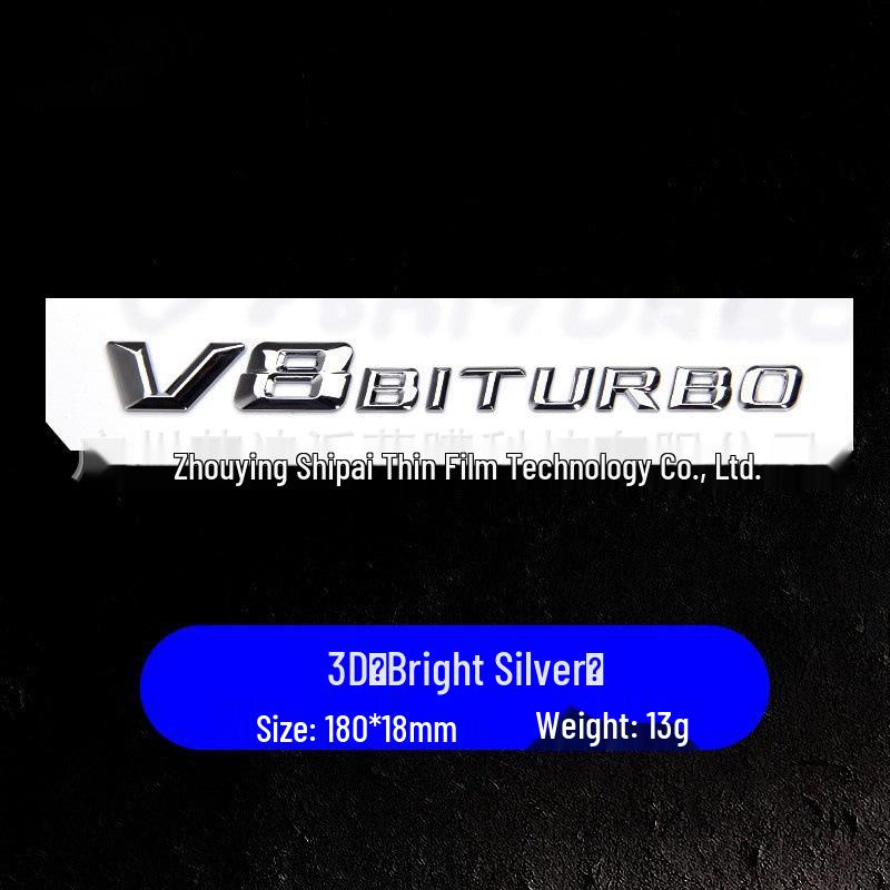 Kompatibilní s emblémem blatníku Mercedes-Benz V8 BITURBO, zadním emblémem s dvojitým přeplňováním, nápisy a samolepkami na auto.