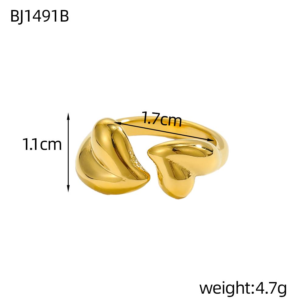 CARLIDANA New Chunky Rings Waterproof Non Tarnish Chunky Heart Stainless Steel Big Gold Plated Open Geometric Rings for Women