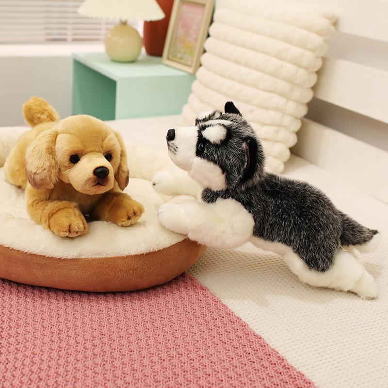 Simulation Pet Husky Corgi Plush Toy Cute Cartoon Animal Labrador Stuffed Doll Home Decor Gifts For Girl