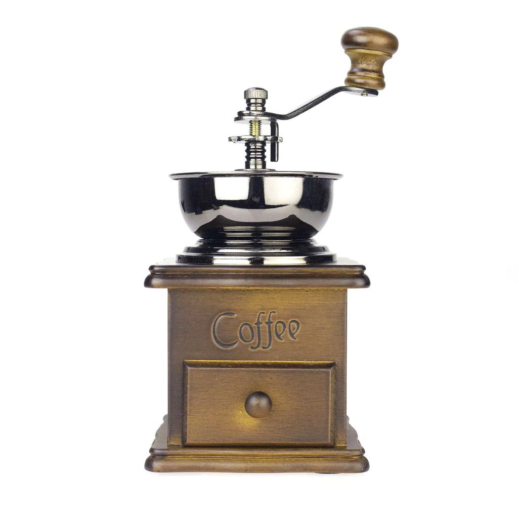 Antique Manual Coffee Grinder Hand Crank Bean Mill Classic Wooden Ceramic Burr Spice Muller Retro vintage Adjust Coffee Machine