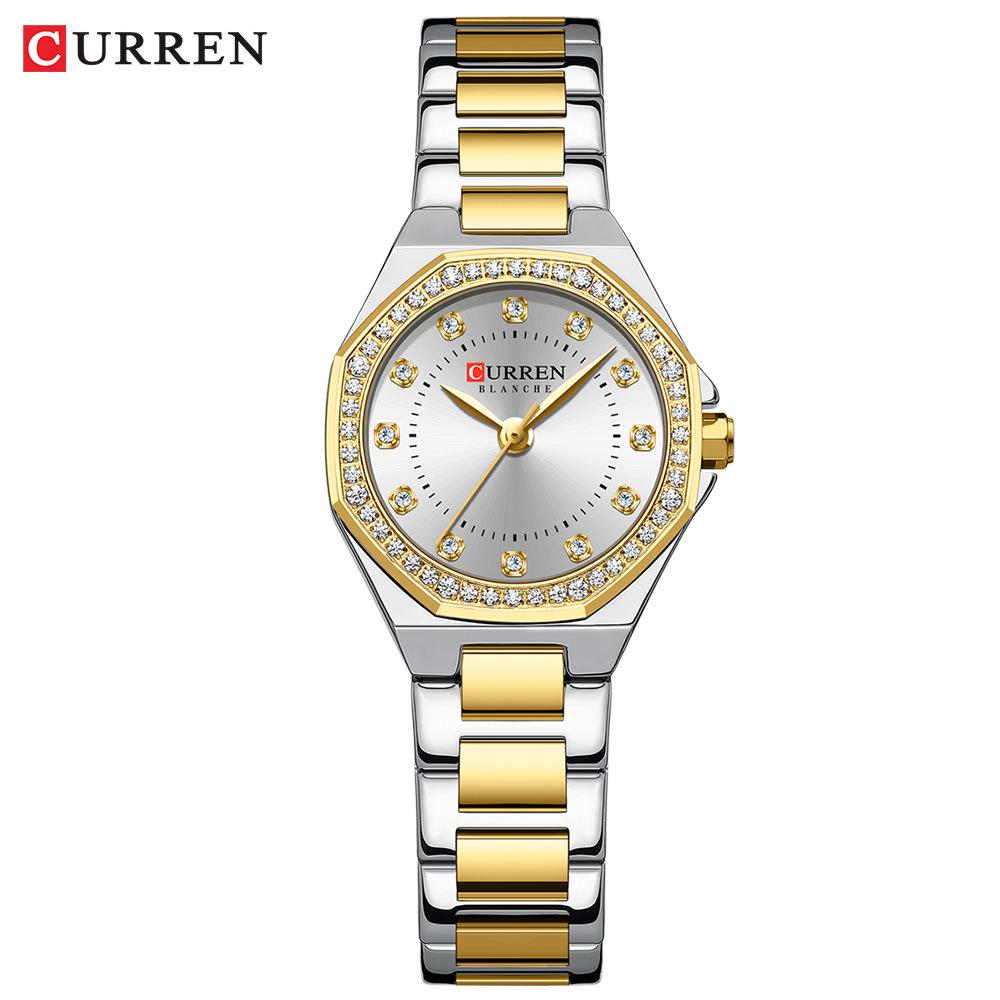 CURREN 9100 Women's Waterproof Quartz Watch with Steel Band and Small Dial