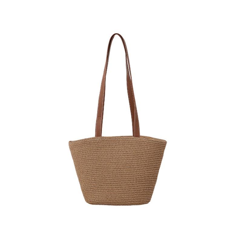 Summer Seaside Vacation Straw Bag Women's Bag Woven Bag New Striped Commuter Shoulder Tote Bag Large Capacity