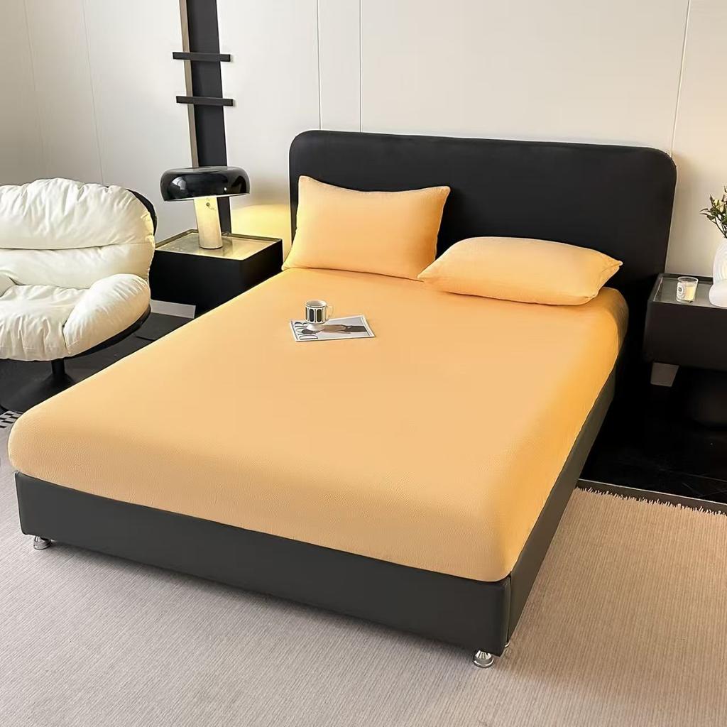 Winter Warm Coral Fleece Fitted Sheet Elastic Mattress Cover Couple Thick Bed Linens Luxury Double Bed King Size 150x200