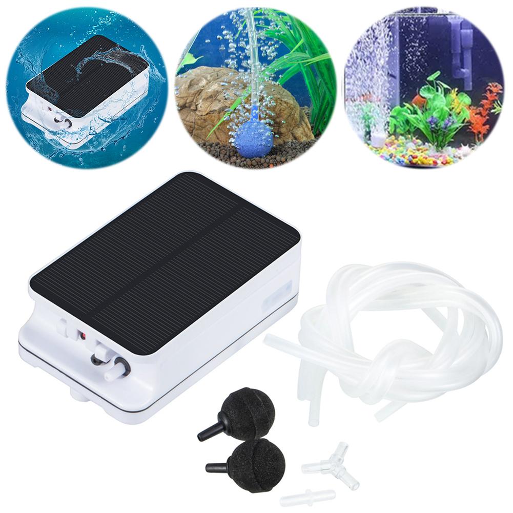 Solar Oxygen Pump with Pipe Air Bubble Stones Fishing Oxygen Pump Aerator Oxygen Aerator for Garden Fish Tank Pool Fishing Pond