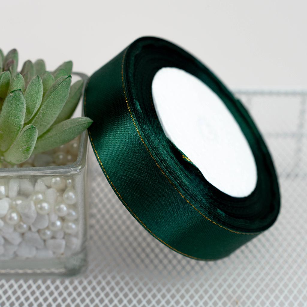 2cm Double Gold-Edged Satin Ribbon for DIY Flower Wrapping, Gift Box, and Bow Crafting