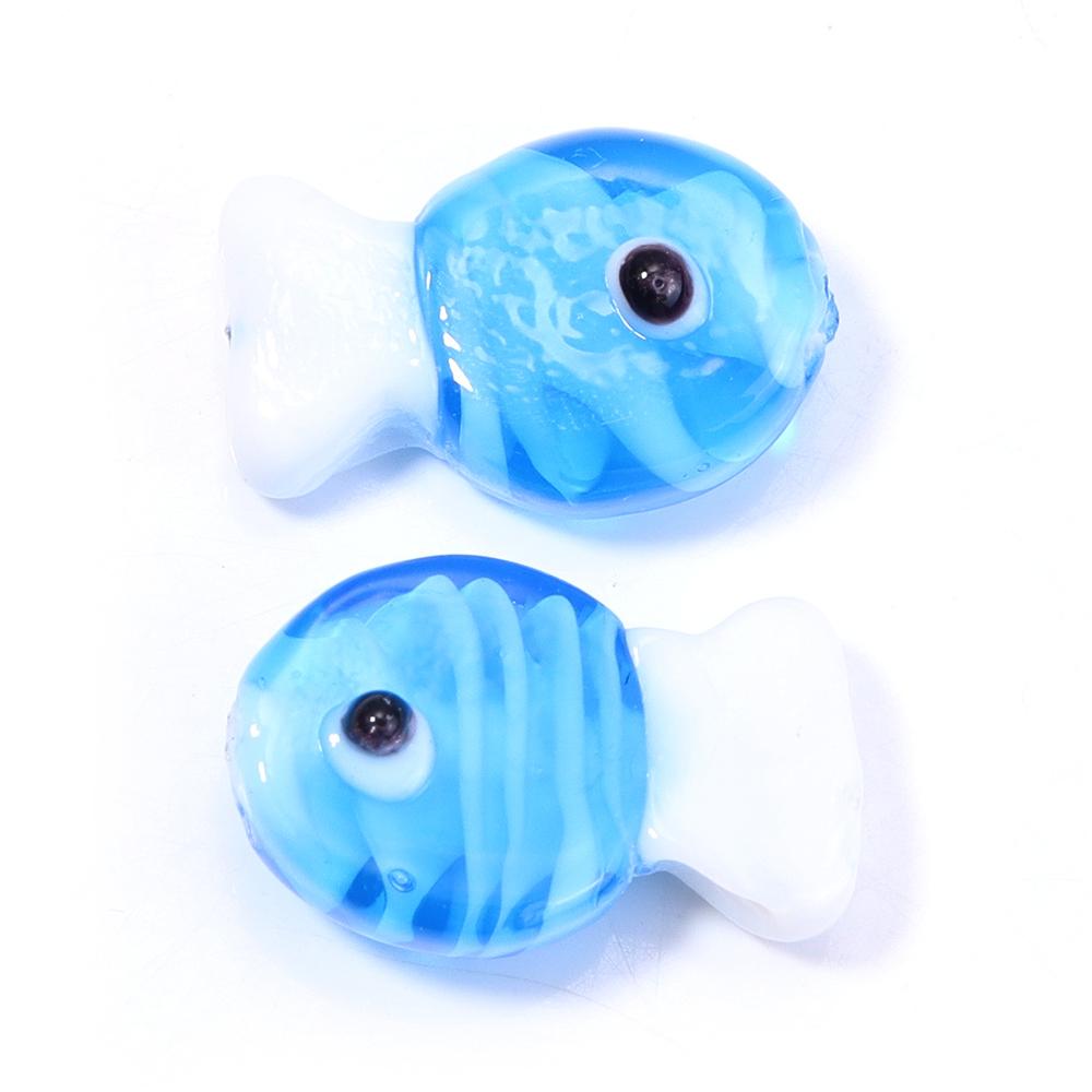 2pcs Fish Glass Beads 13X20mm Cute Colorful Stripe Lampwork Loose Spacer Beads For DIY Jewelry Making Bracelet Necklace Keychain