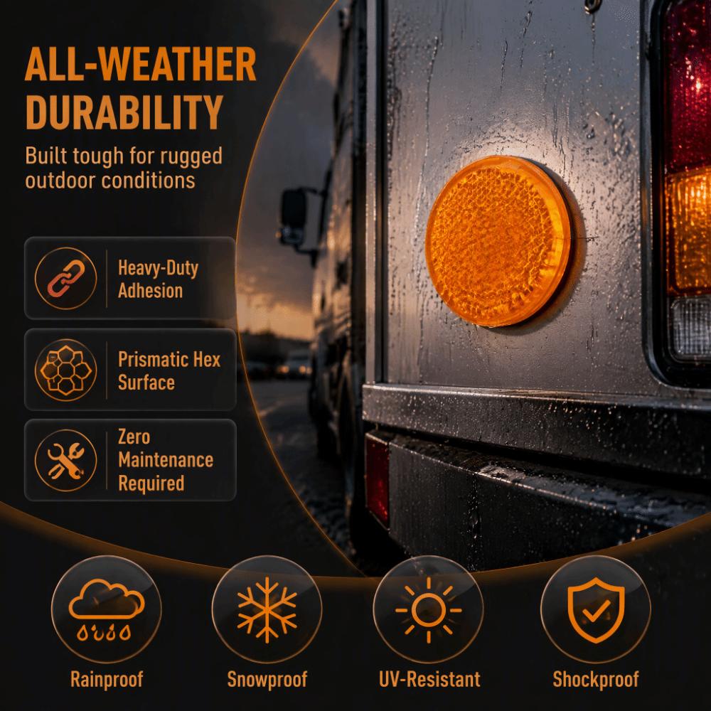 4Pcs Self Adhesive Adhesive Reflectors Plastic Warning Reflectors Round Safety Reflectors  Trucks