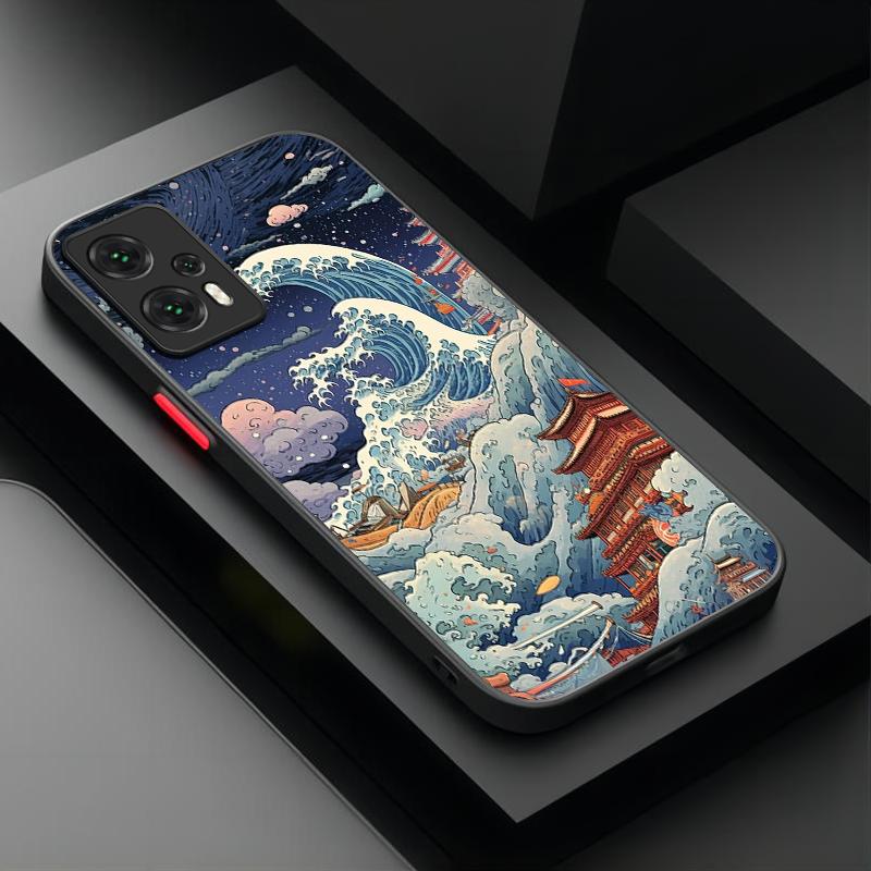 Ukiyo-e Samurai Sea Wave PC Case for Xiaomi Poco X7 X6 X5 X3 X4 GT F6 F5 M8 M6 Pro 4G 5G F4 F3 M7 M5S C75 C65 C55 C71 C61 Cover