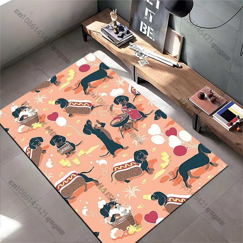 Playful dachshunds in whimsical activities carpet Yoga living room room decor children's crawling mat doormat area rug