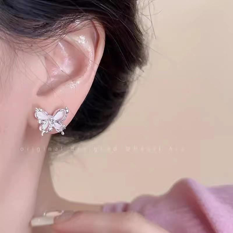 Fall in Love - Pink Zircon Butterfly Earrings: High-End, Light Luxury Design for Women (2025)