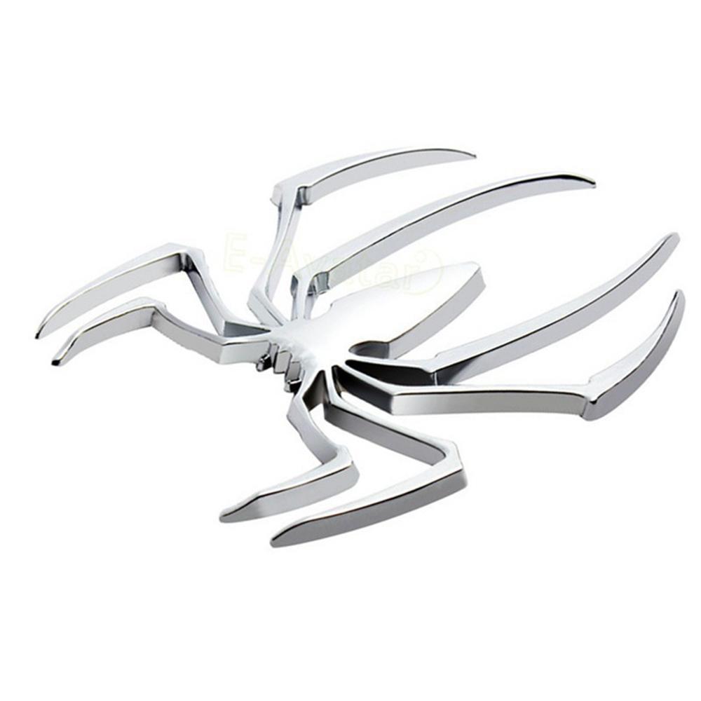 Universal Emblem Silver/Gold 3D Car Stickers Metal Chrome Auto Decal Spider Shape