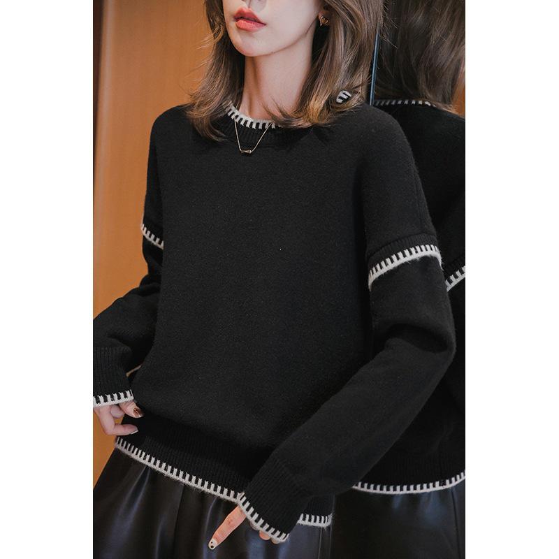 Japanese-Korean Style Women's Autumn Patchwork Pullover Sweater