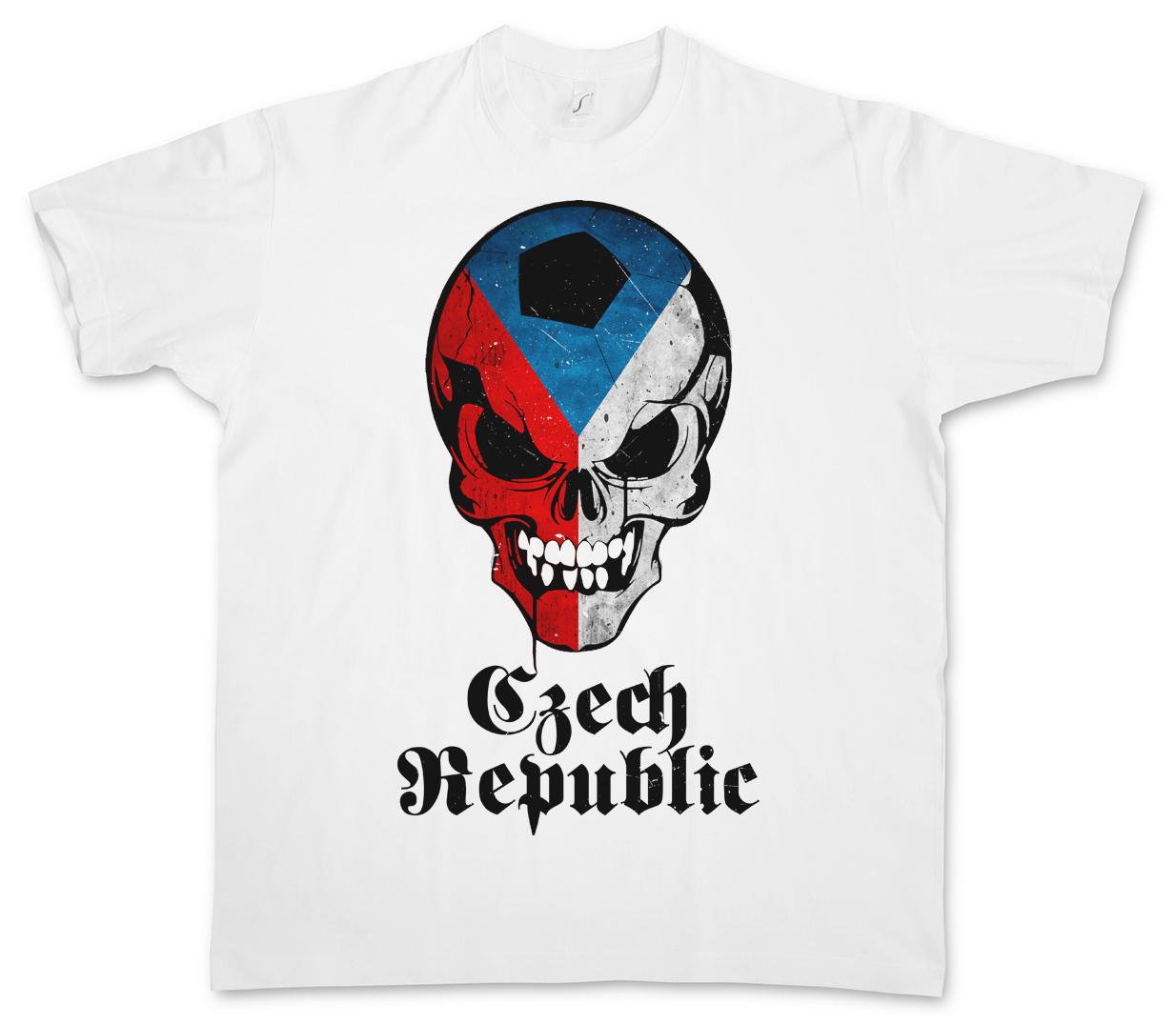 CLASSIC FOOTBALL SOCCER CZECHIA SKULL FLAG T-SHIRT czech Fan Hooligan Banner L