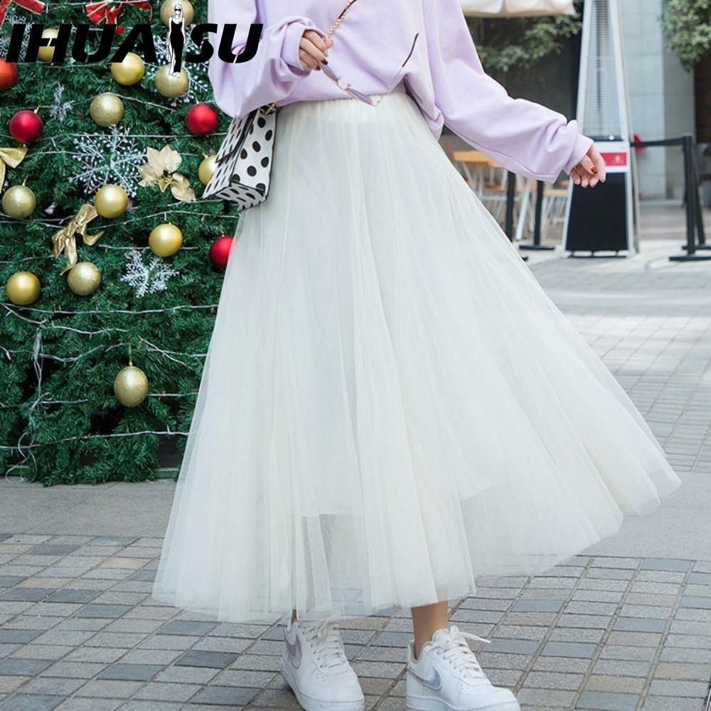 

IHUASU Женская Модная Повседневная Летняя Весенняя Юбка one size белый