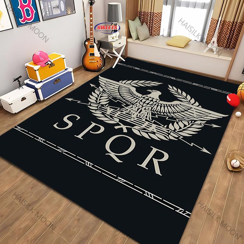 Tappeto con Stampa Logo Romano Vintage Classico Soggiorno Camera da Letto Ufficio Comodino Bagno Tappetini Pavimento Decorazione Casa Tappeto Regalo Arrivo Rapido