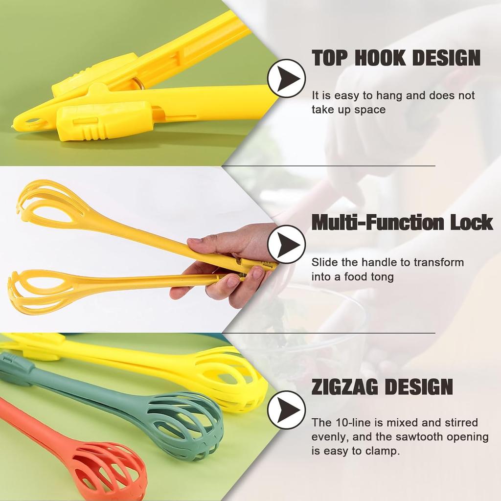 3 Pack Multifunctional Egg Beater, 2 in 1 Food Clip Handheld Egg Whisk Blender Bread Clip for Cooking Salad Mixer and Food Clip, Household Kitchen