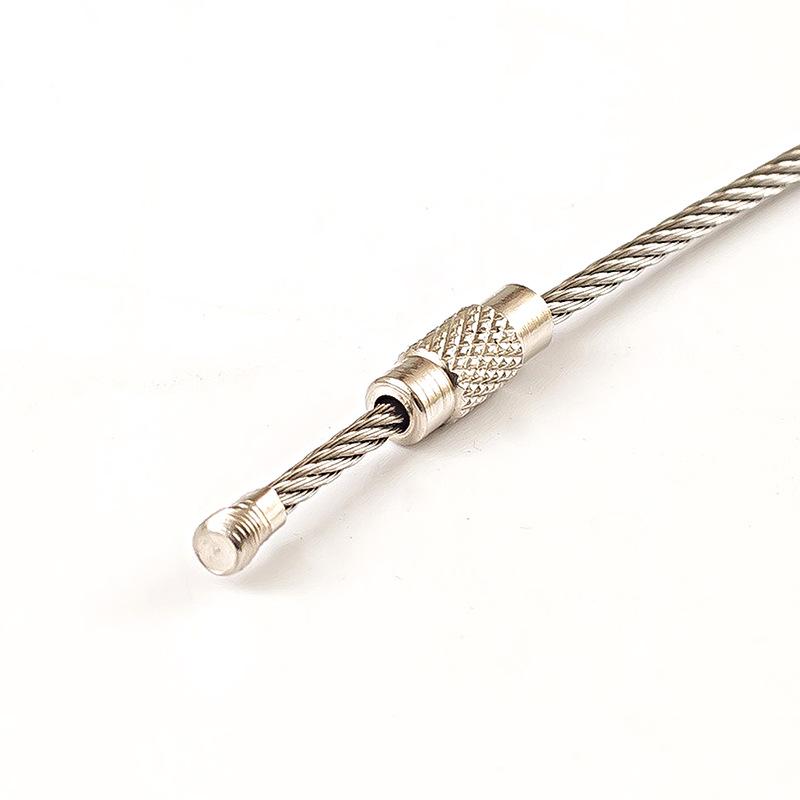 304 Stainless Steel Wire Rope Key Ring with Locking Clasp