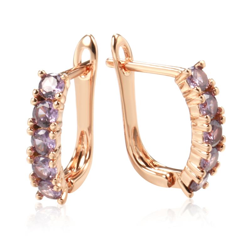 

Роскошные круглые металлические серьги с полным когтем фиолетового циркона, металлические серьги золотого цвета, женские вечерние повседневные украшения фиолетовый