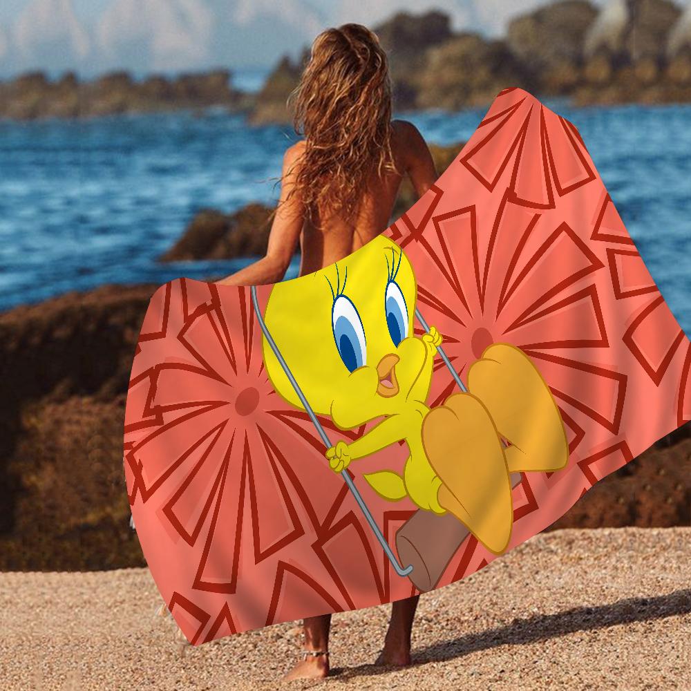 Yellow Cartoon T-Tweetys Bird Beach Towels Shower Towel Sauna Travel Spa Microfiber Quick Dry Gym Accessories Cute Room Decor