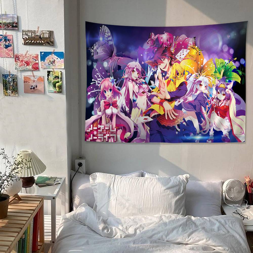 Game No Game No Life Anime Tapestry Hippie Flower Wall Carpets Dorm Decor Cheap Hippie Wall Hanging