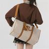 Jordan Sac de Sport à Carreaux en Polyester Grande Capacité pour Entraînement de Basket-ball Voyage Sac Bandoulière Bandoulière Sacs Unisexes Beige JD2413019AD001