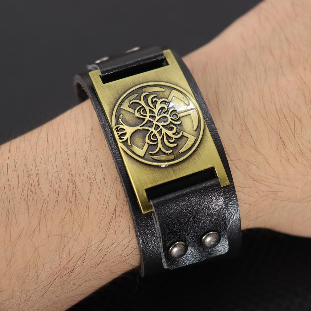 

Ірландський вузол, браслет вікінгів, дерево життя, чарівний чоловічий шкіряний браслет, модний хіп-хоп, панк, ювелірні вироби, аксесуари, рок-подарунок для вечірки бронзовий