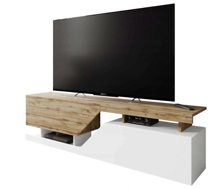 TV Cabinet for Living Room Under TV Double 160 White Wotan Oak