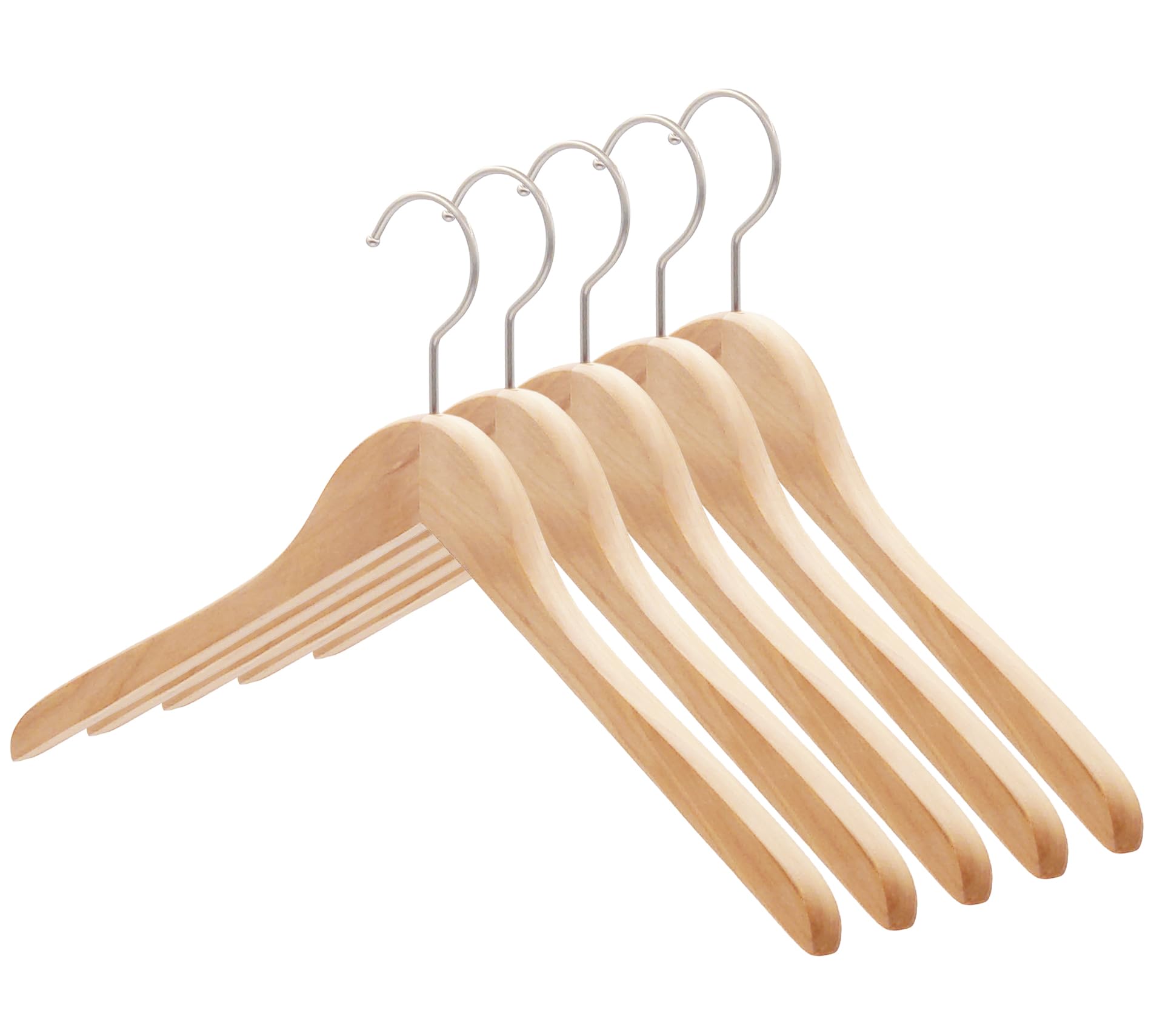 Ninian and Kino Wooden W42 x Set of Premium Matte Clear for and Natural Lotus No Dent Hangers 18cm 5 Finish Shape-Retaining Suits Shirts 7329₽