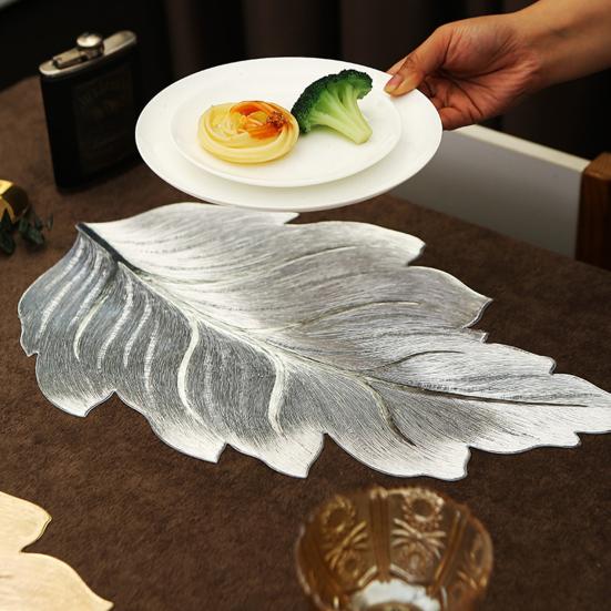 Heat Resistant Placemat Leaf PVC Table Mat for Dining Anti-scald Water Cup Coaster for Home Kitchen Restaurant