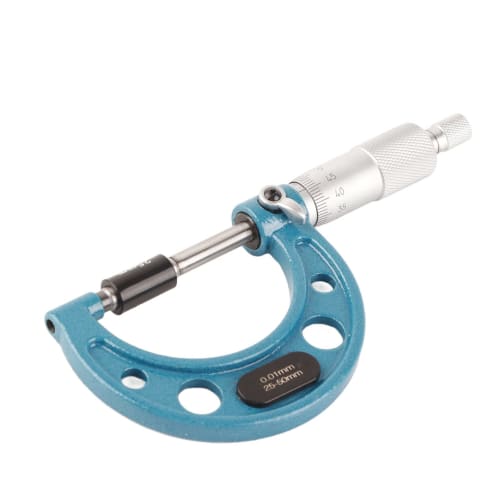 High-Precision Stainless Steel Outside Micrometer, 0.01mm, Portable Design with Wrench, Clear Scale for Measuring Length, Diameter, or Thickness (25-5