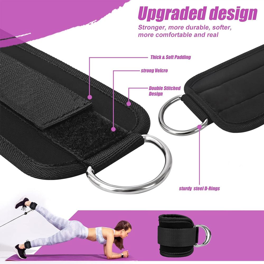 Sports Ankle Strap for Cable Machines Enhanced Booty Glute Leg Gym Ankle Cuff for Kickbacks Adjustable D-Ring Support Cuffs