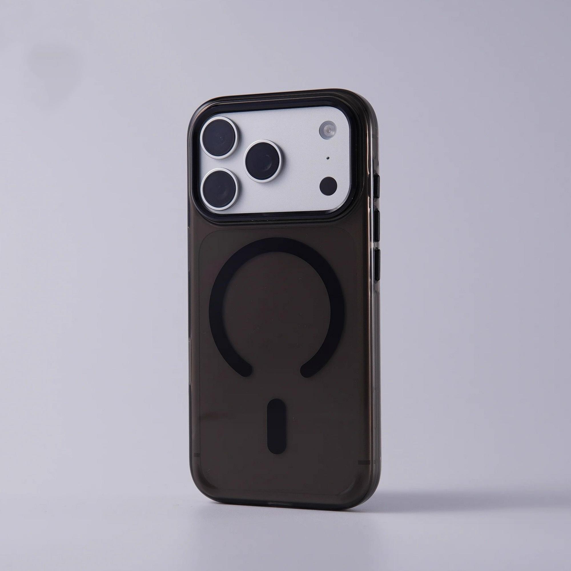 

Роскошный матовый бронированный противоударный прозрачный чехол для iPhone 17 Air 16 15 14 13 12 Pro Max Plus для беспроводной зарядки MagSafe, жесткая ПК-крышка iPhone 12 чёрный